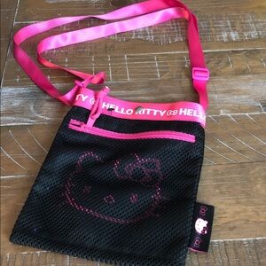 Hello Kitty Black & Hot Pink Mesh Shoulder Pouch
